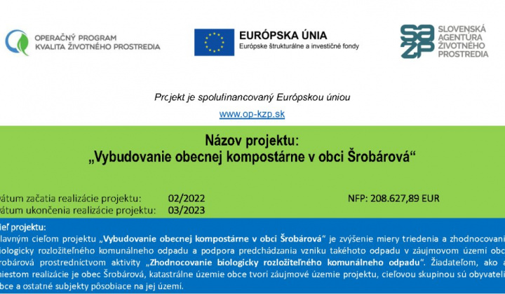 Fotka - Vybudovanie obecnej kompostárne v obci Šrobárová
