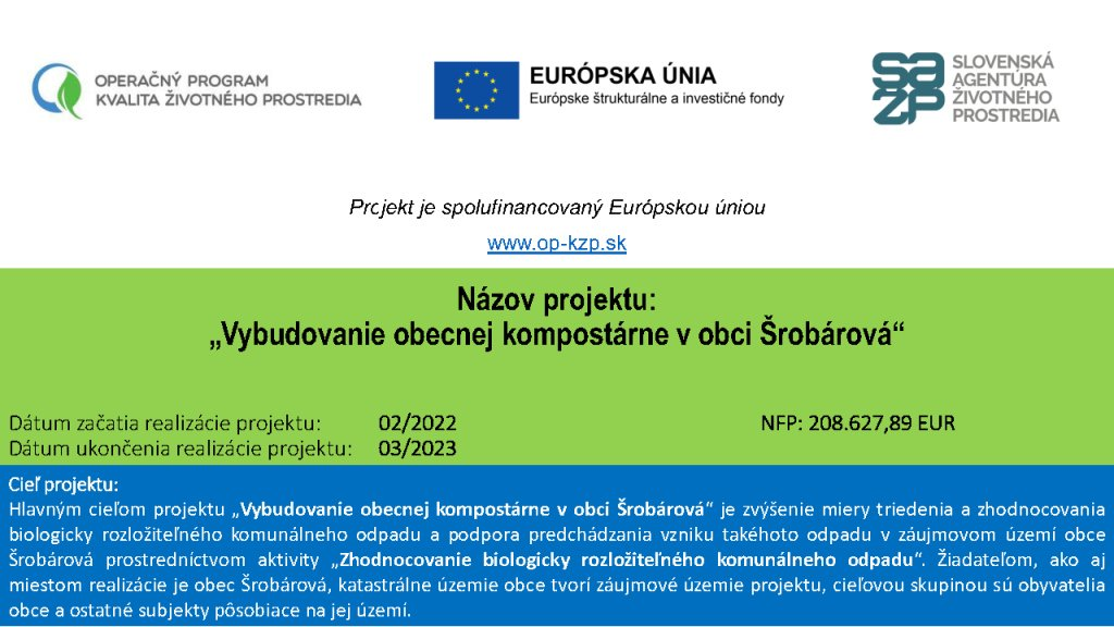 Fotka - Vybudovanie obecnej kompostárne v obci Šrobárová